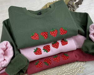Strawberry Embroidered Sweatshirt, Gardener Gifts, Embroidery Fruit Hoodie, Strawberry Lover Gift, Strawberry Crewneck, Berry Embroidery il_794xN.6718047603_drcd.jpg