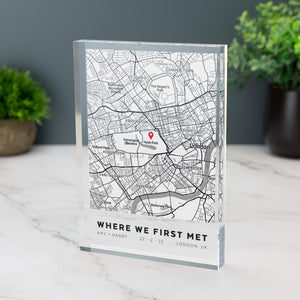 Where We First Met Personalised Map Print of City Custom Acrylic Block Any Location First Date Where It All Began Anniversary Decor Gift