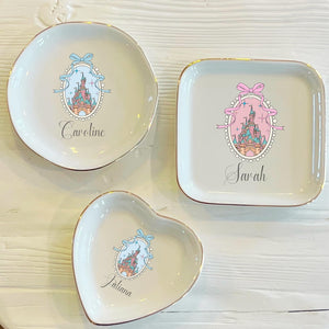 Personalized Princess Castle Trinket Dish: Girly Jewelry Holder