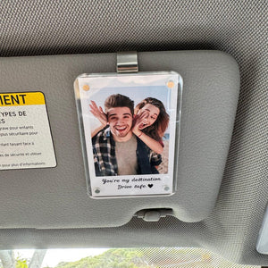 Personalized Gift for Him Anniversary - Custom Photo Car Visor Clip, Romantic Drive Safe Gift, Unique Couples Keepsake, Car Photo Frame