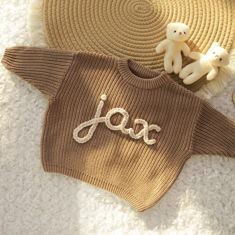 Embroidery Sweater, Baby Jumper with Name, Custom Toddler Sweater, Baby Knit Sweater, Baby Boy & Girl Gift, 1 Year Old Birthday Gifts