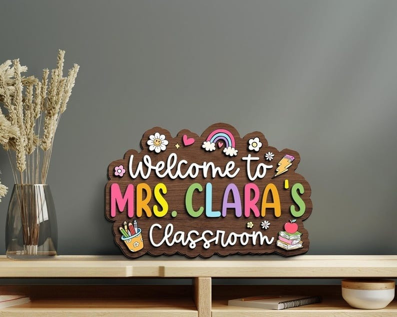Personalized Teacher Sign, Teacher Door Hanger, Teacher Welcome Sign, Classroom Decor, Teacher Gifts, Custom Teacher Door Sign