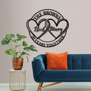 Personalized Metal Anniversary Metal Sign,Couple Name Sign 20th Anniversary Sign Gift for Couple Romantic Wall Art Anniversary Gift Wedding