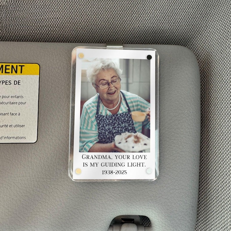Loss of Mother Memorial Gift Personalized Car Visor Clip, Custom Photo Keepsake, Sympathy Gift for Loss, Remembrance Gift for Mom Grief Gift
