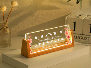 Personalized Night Light For Mom, Custom Flower Night Light, Mother's Day Gift, Birthday Gift For Mom, Mother Gifts
