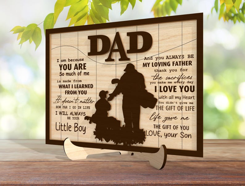Fathers Day Wood Sign, Gift for Dad, Fathers Day Gifts, Dad Golf Gift, Dad And Baby Line Art Stand Decor