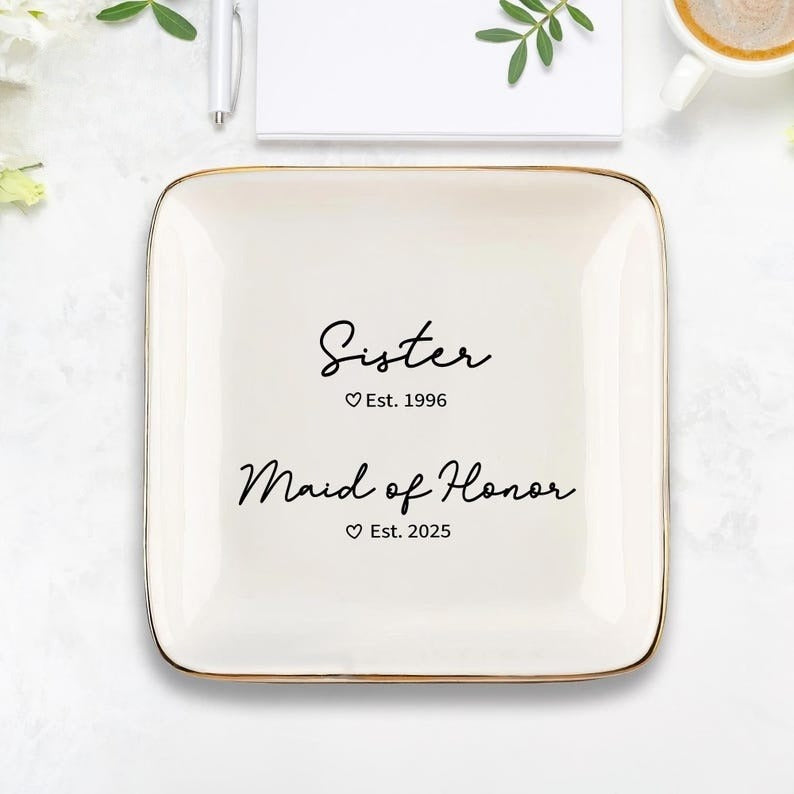 Personalized Maid of Honor Gift, MOH Ring Dish, Sister Wedding Gift, Personalized Year Established Maid of Honor Gift Sister Maid of Honor