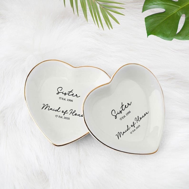Personalized Maid of Honor Gift, MOH Ring Dish, Sister Wedding Gift, Personalized Year Established Maid of Honor Gift Sister Maid of Honor