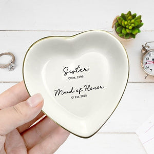 Personalized Maid of Honor Gift, MOH Ring Dish, Sister Wedding Gift, Personalized Year Established Maid of Honor Gift Sister Maid of Honor