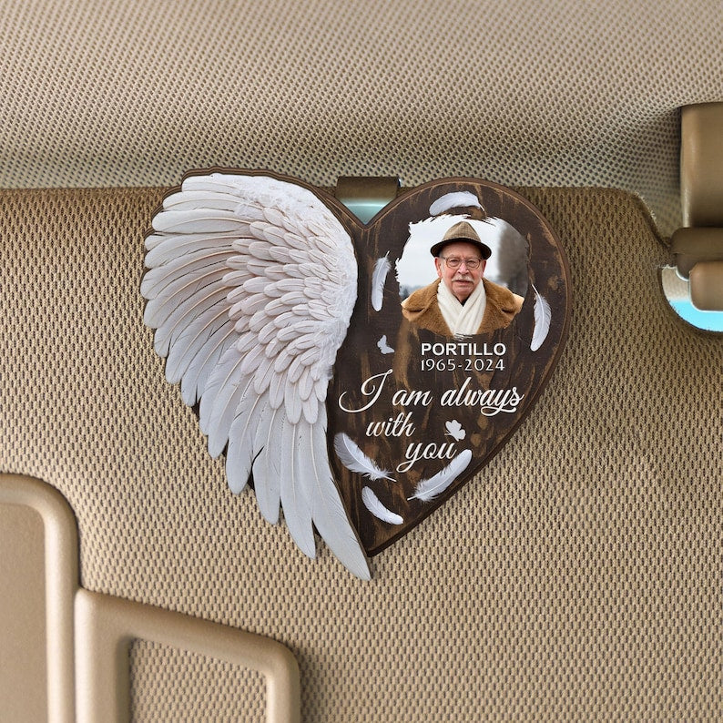 Always With You Custom Photo Car Visor Clip, Personalized Memorial Gift, Custom Memorial Sun Visor Picture Clip,Gift Car Accessories, Memorial Keepsake Gift