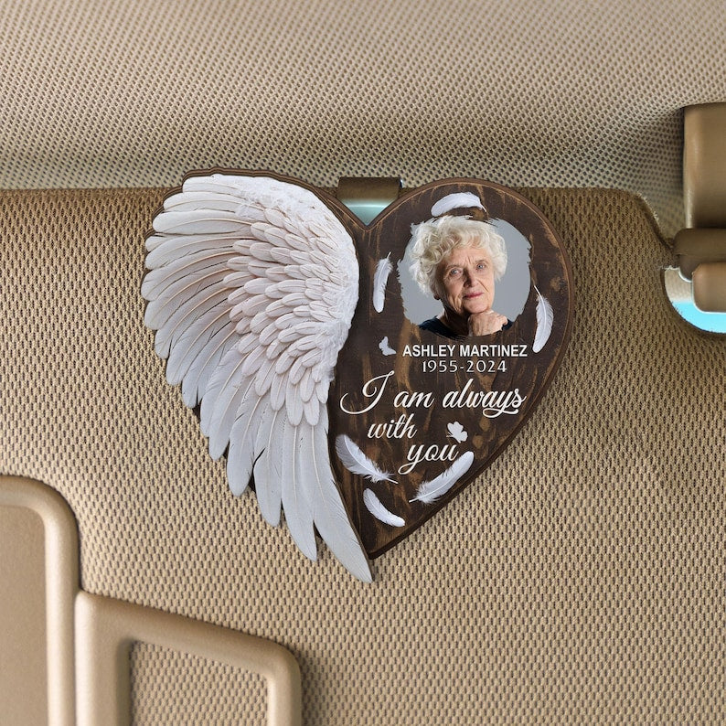 Always With You Custom Photo Car Visor Clip, Personalized Memorial Gift, Custom Memorial Sun Visor Picture Clip,Gift Car Accessories, Memorial Keepsake Gift