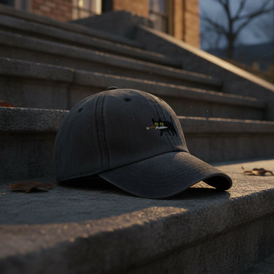 Premium Black Cat Embroidered Dad Hat Stealthy Black Cat with Dagger Design Baseball Cap for Men & Women, Adjustable Classic Hat il_794xN.6723290969_6jds1.jpg
