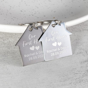 First Home Keyrings, New Home Keyrings, Steel House Keyring, New Home Gift, New House Gift, Housewarming Gift