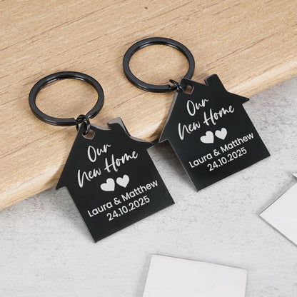 First Home Keyrings, New Home Keyrings, Steel House Keyring, New Home Gift, New House Gift, Housewarming Gift