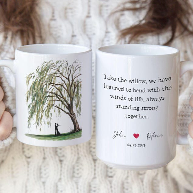 9th anniversary willow, 9th anniversary gift, anniversary mug, Willow Tree 9 Year Anniversary Personalized Mug, 9th anniversary gift for her