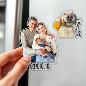 Personalized Father's Day Gift For Dad, Custom Photo Magnet, Dad And Kids Photo Magnet Gift, Family Photo Magnet Gift, Grandpa Photo Magnet