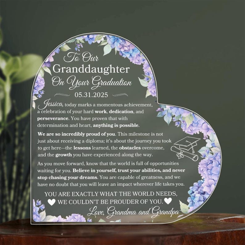 Granddaughter Graduation Gift From Grandparents To Granddaughter Graduation Personalized Plaque Gift For Highschool Graduate For College