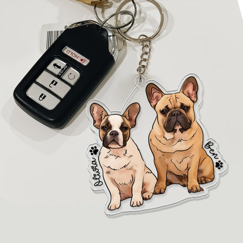 Personalized Pet Lovers Gifts, Custom Pet Portrait Keychain, Pet Photo Keychain, Custom Dog Photo Keychain, Mother's Day Gift For Dog Mom