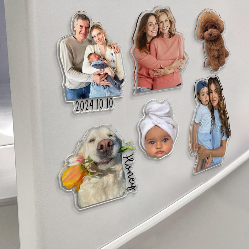 Personalized Father's Day Gift For Dad, Custom Photo Magnet, Dad And Kids Photo Magnet Gift, Family Photo Magnet Gift, Grandpa Photo Magnet