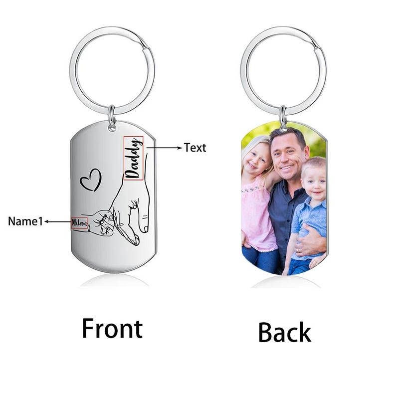 Personalized Dad Keychain for Father's Day Gift, Dad and Kids Hands Keychain Gifts for Dad, Gifts for Husband, Grandpa Fathers Day Gift