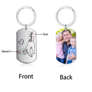 Personalized Dad Keychain for Father's Day Gift, Dad and Kids Hands Keychain Gifts for Dad, Gifts for Husband, Grandpa Fathers Day Gift