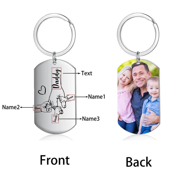 Personalized Dad Keychain for Father's Day Gift, Dad and Kids Hands Keychain Gifts for Dad, Gifts for Husband, Grandpa Fathers Day Gift