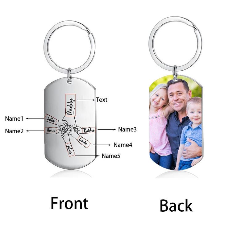 Personalized Dad Keychain for Father's Day Gift, Dad and Kids Hands Keychain Gifts for Dad, Gifts for Husband, Grandpa Fathers Day Gift