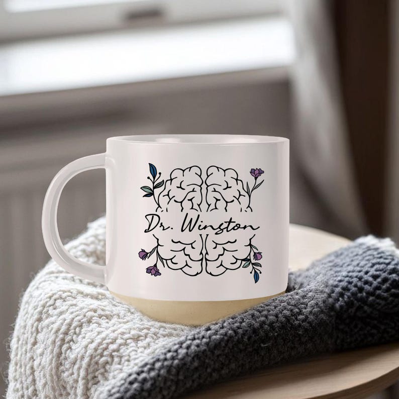 Neuroscience Pottery Mug, Personalized Neuro ICU Nurse Coffee Mug, Brain Doctor Gifts Neurology Neurobiology PhD Graduation Gift For Her