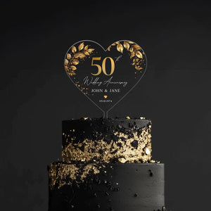 50th Anniversary Cake Topper, Gold Wedding Anniversary Cake Topper, Acrylic Cake Topper for Wedding, 50th Anniversary Gift, Anniversary Gift