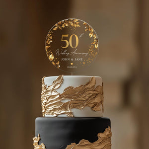 50th Anniversary Cake Topper, Gold Wedding Anniversary Cake Topper, Acrylic Cake Topper for Wedding, 50th Anniversary Gift, Anniversary Gift