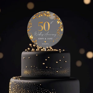 50th Anniversary Cake Topper, Gold Wedding Anniversary Cake Topper, Acrylic Cake Topper for Wedding, 50th Anniversary Gift, Anniversary Gift