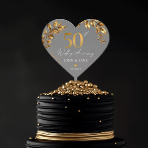 50th Anniversary Cake Topper, Gold Wedding Anniversary Cake Topper, Acrylic Cake Topper for Wedding, 50th Anniversary Gift, Anniversary Gift