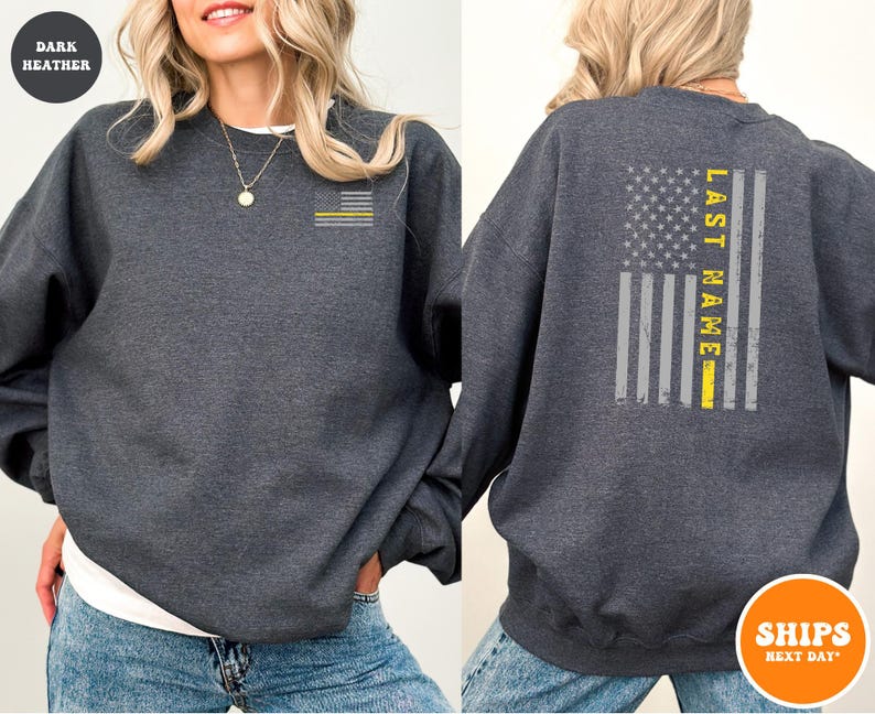 911 Dispatcher T-shirt | Thin Gold Line Flag Dispatcher Shirt | First Responder Gift | Personalized 911 Operator Shirt | Telecommunications