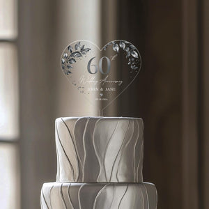 60th Anniversary Cake Topper, Diamond Wedding Acrylic Cake Topper, Custom 60th Anniversary Cake Topper, Wedding Anniversary Gift for Parents