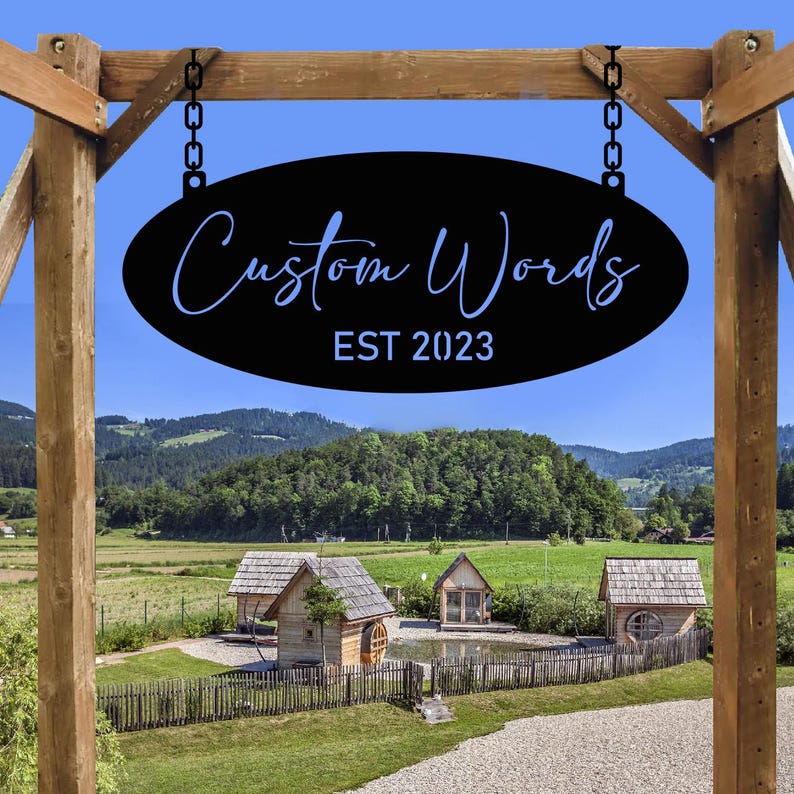 Custom Metal Ranch Sign, Personalized Farmhouse Name Sign, Outdoor Barn Entrance Sign, Rustic Ranch Decor, Family Name Sign, Steel Gate Sign