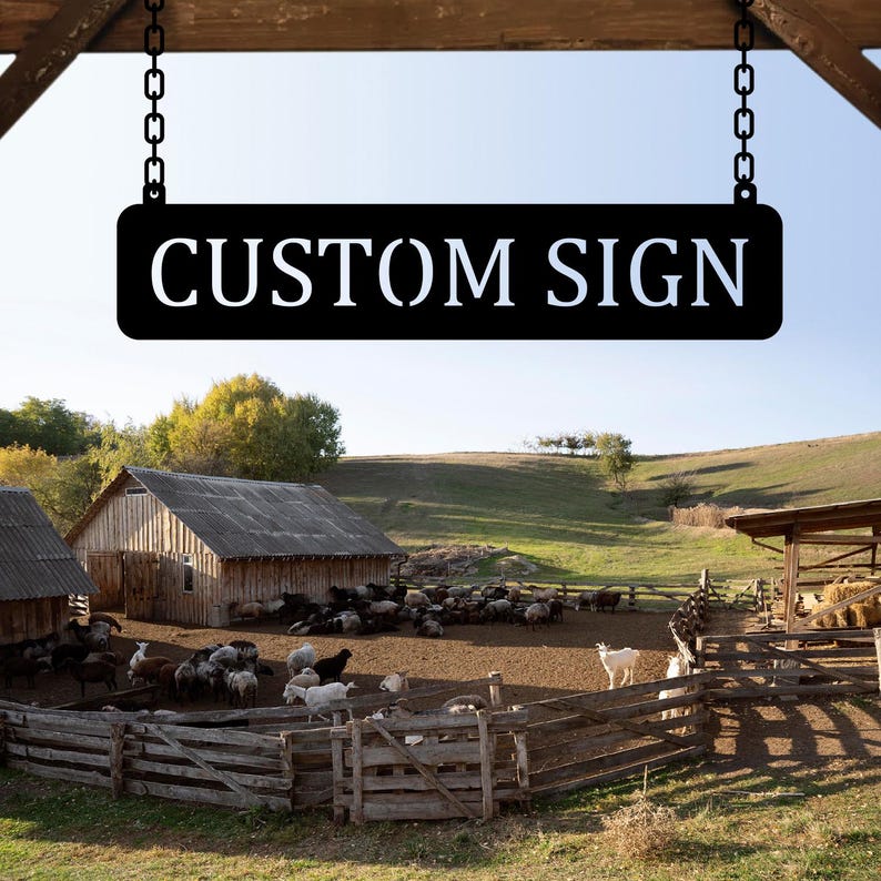 Custom Metal Ranch Sign, Personalized Farmhouse Name Sign, Outdoor Barn Entrance Sign, Rustic Ranch Decor, Family Name Sign, Steel Gate Sign