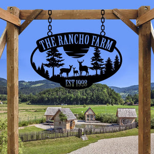 Custom Metal Ranch Sign, Personalized Farmhouse Name Sign, Outdoor Barn Entrance Sign, Rustic Ranch Decor, Family Name Sign, Steel Gate Sign