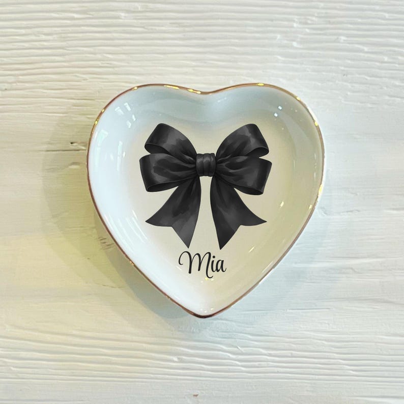 Personalized Cheer Bow Ceramic Trinket Dish: Cheerleading Gift