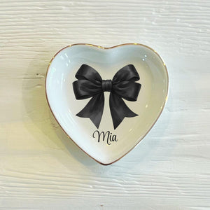 Personalized Cheer Bow Ceramic Trinket Dish: Cheerleading Gift