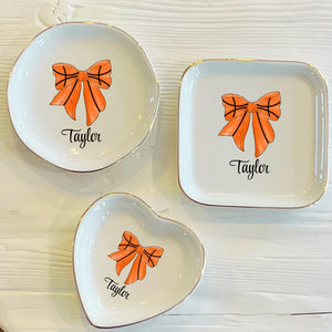 Personalized Basketball Bow Ring Trinket Dish | Girls Basketball Team Gift | Basketball Jewelry Dish | Gift for Her