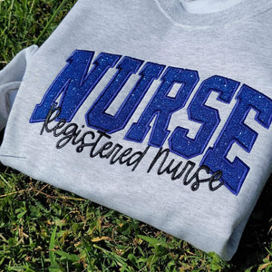 Personalized Nurse Embroidered Sweatshirt: Glitter Stethoscope Sleeve il_794xN.6726538323_efzu.jpg