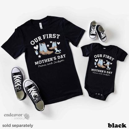 First Mother's Day Gift Mommy and Me Matching Shirts Mother Son Mom and Boy Shirt Personalized Custom Name Cowboy Cowgirl Western Farm Mom