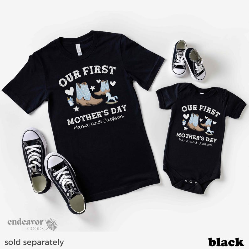 First Mother's Day Gift Mommy and Me Matching Shirts Mother Son Mom and Boy Shirt Personalized Custom Name Cowboy Cowgirl Western Farm Mom
