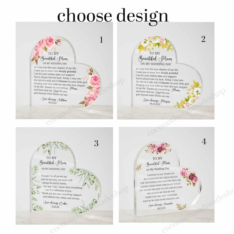 Personalized Mother of the Bride Gift from Daughter, Custom Acrylic Plaque for Bride Mother, Wedding Keepsake Gifts for Mother of the Bride