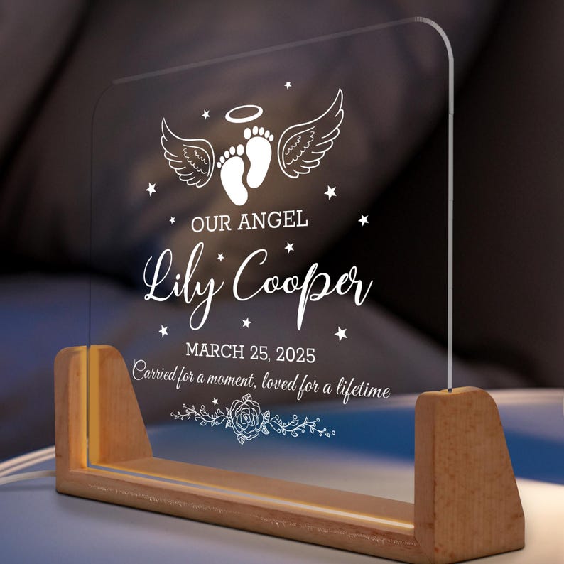 Baby Memorial Acrylic Lamp, Loss Of Infant Child Night Light, Angel Baby Memorial Gifts, Miscarriage Plaque, Sympathy Gifts, Loss of Loved