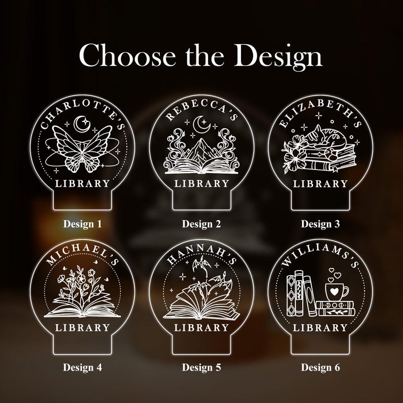 Personalized Library Sign, Custom Book Decor, Bookish Bookshelf Sign, Book Lover Gift, Gifts for readers, LED Sign