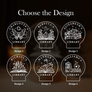 Personalized Library Sign, Custom Book Decor, Bookish Bookshelf Sign, Book Lover Gift, Gifts for readers, LED Sign