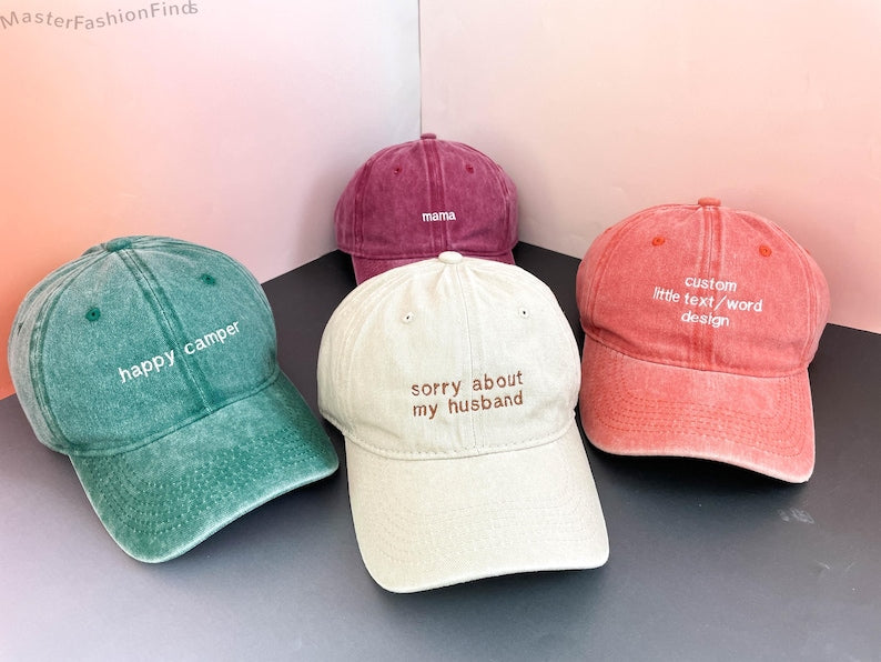 Custom Text Embroidered Hat, Personalized Saying Cap, Vintage Baseball Hat, Gift For New Dad Mom, Camp Bachelorette Hat, Mothers Day Gift il_794xN.6727437960_kmge.jpg