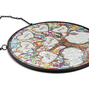Family Unbreakable Bond Tree Of Life Personalized Stained Glass Window Hanging Suncatcher, Mother's Day Gift, Birth Flower Gifts