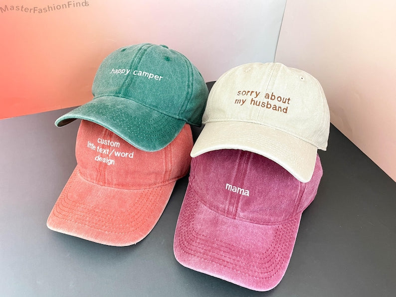 Custom Text Embroidered Hat, Personalized Saying Cap, Vintage Baseball Hat, Gift For New Dad Mom, Camp Bachelorette Hat, Mothers Day Gift il_794xN.6727490594_58iq.jpg